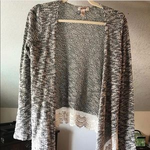 Arizona Jeans cardigan/sweater with “lace” trim